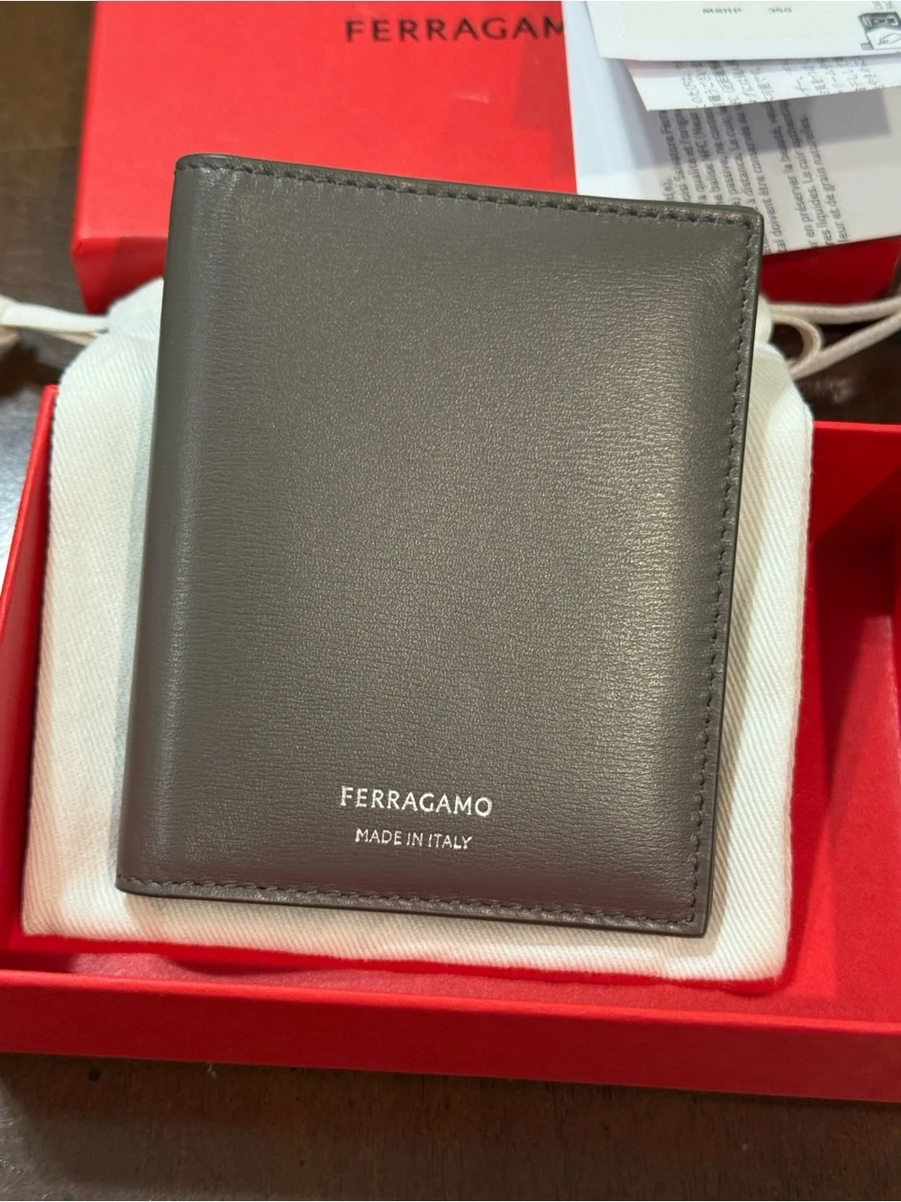 Salvatore Ferragamo Taupe Leather Card & Key Wallet